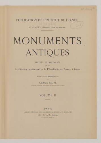 Monuments antiques […]. Tome 2 : Rome