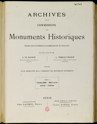 Archives de la Commission des monuments historiques. Tome 2 : Normandie, Bretagne, Anjou, Poitou
