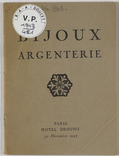 Bijoux, argenterie : [vente du 30 décembre 1943]
