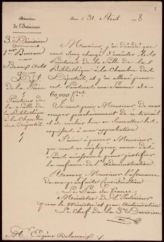 Lettre d'Edmond Cavé à Eugène Delacroix, Paris, 31 août 1838