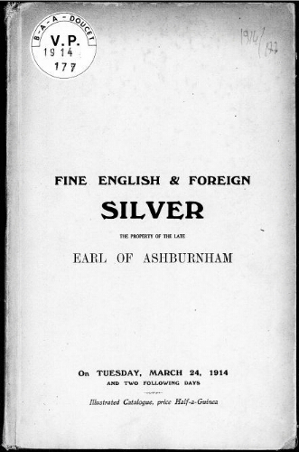 Catalogue of fine English and foreign silver of the 16th, 17th and 18th centuries [...] : [vente du 24 mars 1914]