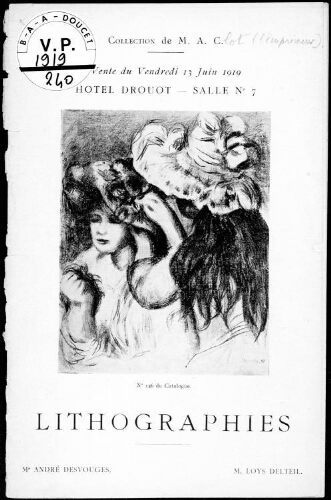 Catalogue des lithographies [...] : [vente du 13 juin 1919]