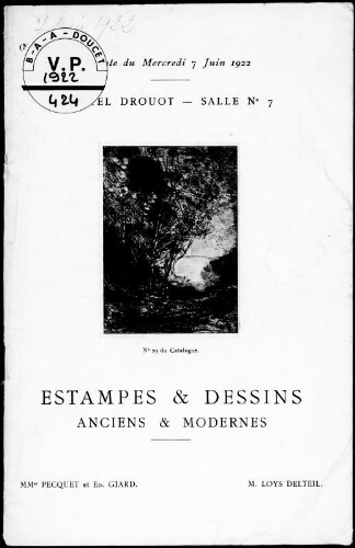 Estampes et dessins anciens et modernes : [vente du 7 juin 1922]