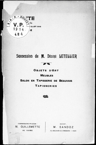 Catalogue des objets d'art anciens […] : [vente du 30 juin au 2 juillet 1914]