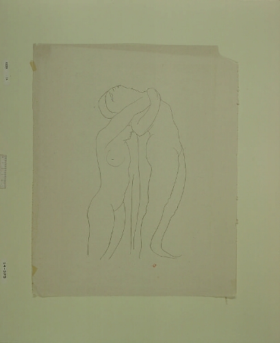 [Etude de figure nue : deux femmes tournées vers la droite, l'une soutenant l'autre]