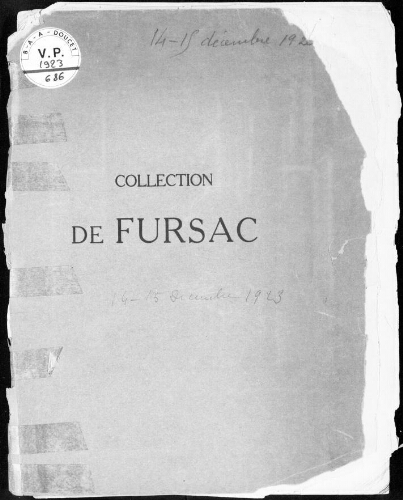 Collection de Fursac : [vente des 14 et 15 décembre 1923]
