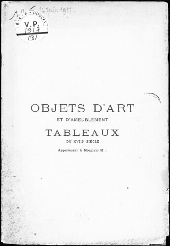 Catalogue des objets d'art du XVIIIe siècle […] : [vente du 16 juin 1917]
