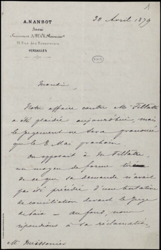 Lettres adressées à Meissonier, classées par ordre alphabétique du nom de l'expéditeur. Lettre N