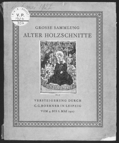 Grosse Sammlung alter Holzschnitte : [vente du 4 au 6 mai 1927]