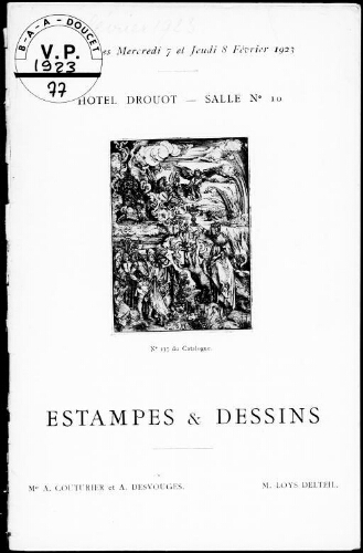 Estampes et dessins : [vente des 7 et 8 février 1923]