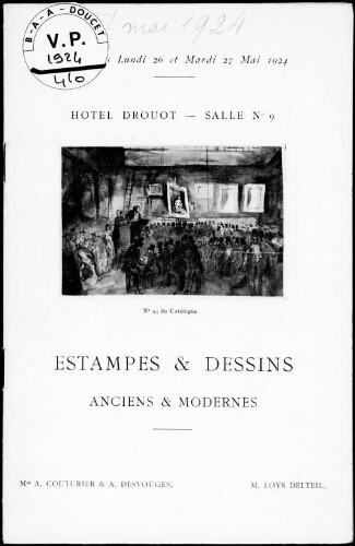 Estampes et dessins anciens et modernes : [vente des 26 et 27 mai 1924]