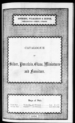 Catalogue of works of art and antiquities […] : [vente du 2 février 1916]