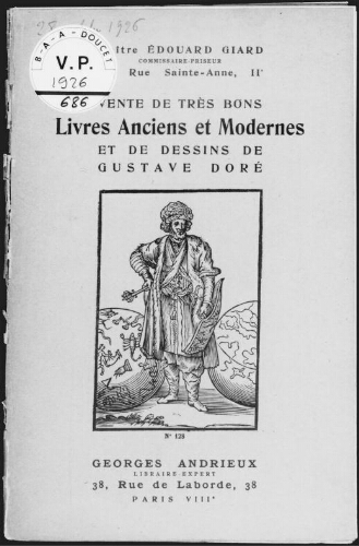 Vente de très bons livres anciens et modernes et de dessins de Gustave Doré : [vente du 28 octobre 1926]