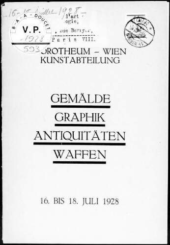 Gemälde, Graphik, Antiquitäten, Waffen : [vente du 16 au 18 juillet 1928]