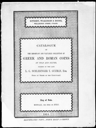 Catalogue of the important and valuable collection of Greek and Roman coins in gold and silver […] : [vente du 20 juillet 1914]