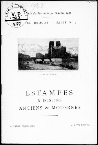 Estampes et dessins anciens et modernes : [vente du 31 octobre 1923]