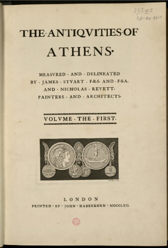 Antiquities of Athens. Tomes 1 et 2