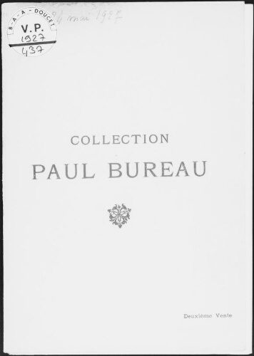 Collection Paul Bureau (deuxième vente) : [vente des 23 et 24 mai 1927]