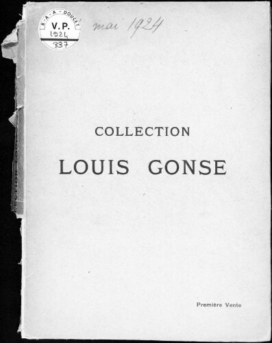 Collection Louis Gonse (première vente) : [vente du 5 au 10 mai 1924]