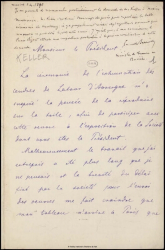 Lettres adressées à Meissonier, classées par ordre alphabétique du nom de l'expéditeur. Lettre K