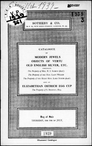 Catalogue of modern jewels [...] : [vente du 6 juillet 1939]