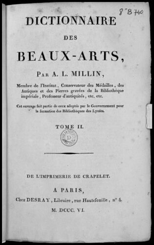 Dictionnaire des beaux-arts. Tome 2