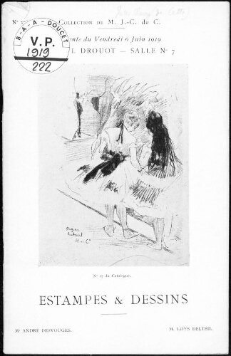 Catalogue des estampes et des dessins anciens et modernes [...] : [vente du 6 juin 1919]