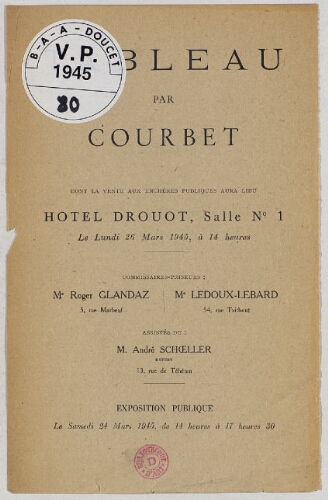 Tableau par Courbet : [vente du 26 mars 1945]