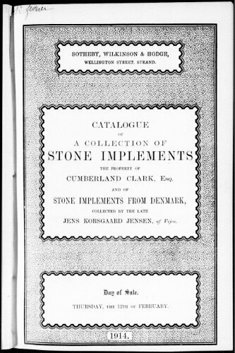 Catalogue of an interesting collection of stone implements [...] : [vente du 12 février 1914]
