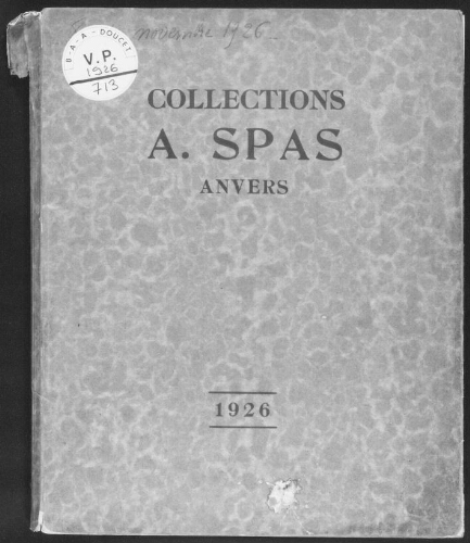 Catalogue des collections A. Spas : [vente du 8 au 10 novembre 1926]