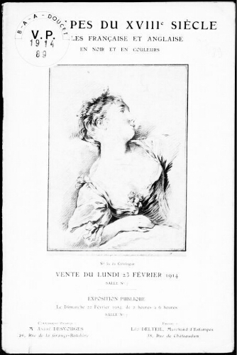 Catalogue d’estampes du XVIIIe siècle en noir et en couleurs [...] : [vente du 23 février 1914]