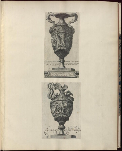Recueil de planches gravées du XVIe au XVIIIe siècle représentant des vases d'ornement