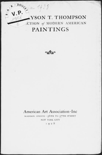 Payson T. Thompson collection of modern American paintings : [vente du 12 janvier 1928]