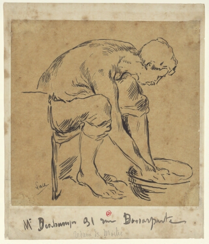 [Homme se lavant les pieds : étude (dessin inédit de Maximilien Luce)]
