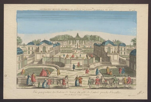 Vue perspective du château de Noisy du côté de l'entrée proche de Versailles