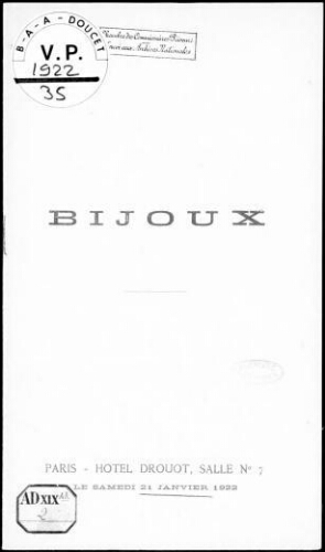 Bijoux [...] : [vente du 21 janvier 1922]