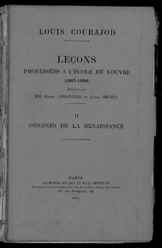 Leçons professées à l'École du Louvre (1887-1896). Tome 2