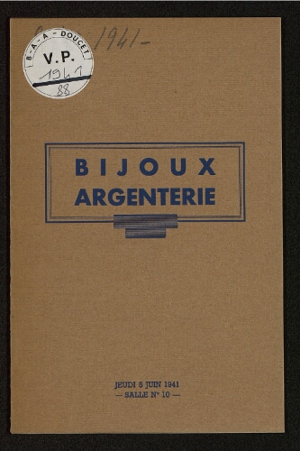 Bijoux, argenterie : [vente du 5 juin 1941]