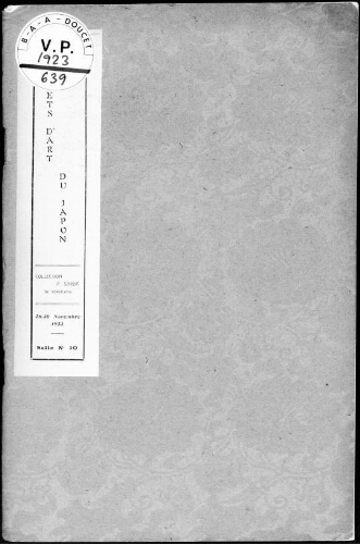 Objets d'art du Japon. Collection P. Sarda, de Yokohama : [vente du 26 au 30 novembre 1923]