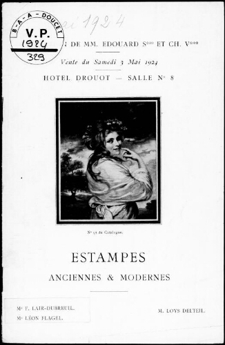 Collection de MM. Édouard S. et Ch. V. Estampes anciennes et modernes : [vente du 3 mai 1924]