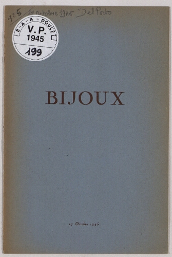 Bijoux : [vente du 17 octobre 1945]