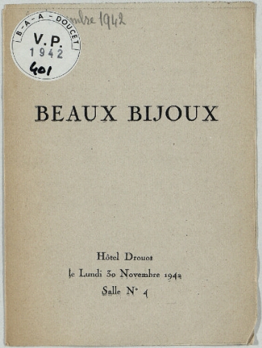 Beaux bijoux : [vente du 30 novembre 1942]