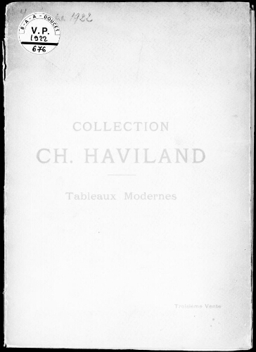 Collection Ch. Haviland. Tableaux modernes (troisième vente) : [vente du 7 décembre 1922]