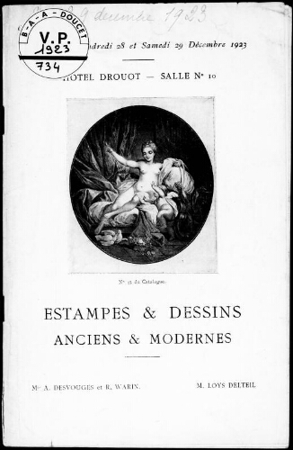 Estampes et dessins anciens et modernes : [vente des 28 et 29 décembre 1923]