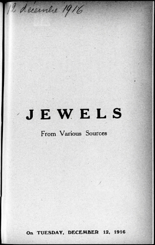 Catalogue of jewels […] : [vente du 12 décembre 1916]