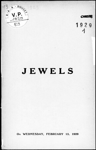 Jewels : [vente du 13 février 1929]