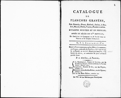 Catalogue de planches gravées [...] : [vente du 2 mai 1798]