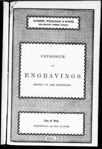 Catalogue of engravings […] : [vente du 24 juin 1914]