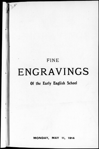 Catalogue of a choice collection of engravings of the early English school [...] : [vente du 11 mai 1914]