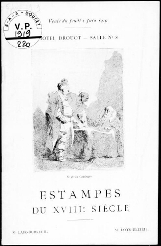Catalogue des estampes du XVIIIe siècle [...] : [vente du 5 juin 1919]